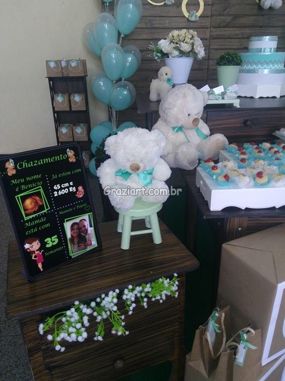 Chá de Bebê Branco e verde ursinhos - Image 49